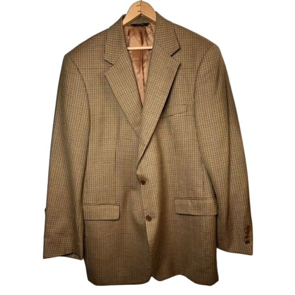 Brooks Brothers 100% Wool Houndsooth Check Sport Coat Madison Fit 42L Italy